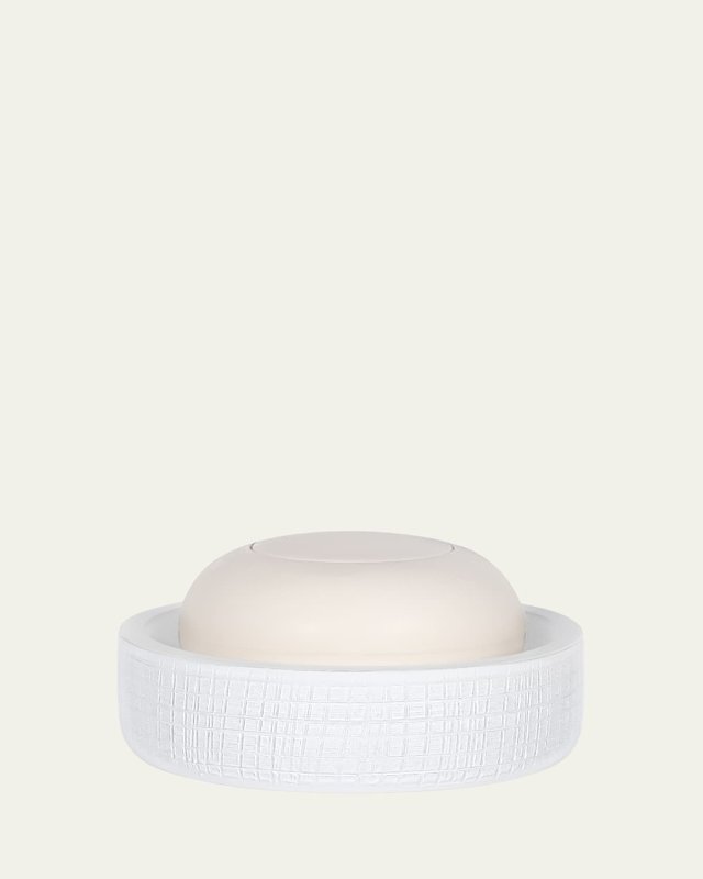 Cambric Glass Soap Dish, White Enamel